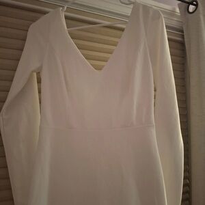 Lulu's Elegant White Long Sleeve Dress